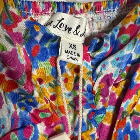 🔆 For Love & Lemons Sasha Mini Dress Blue Dizzy Floral - XS NWT - Picture 5 of 7